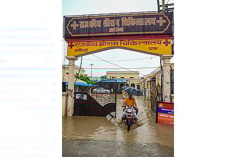 Waterlogged premises of Shri Ram Hospital